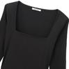 2024 Women's European & American Style Black Balloon Silhouette Square Neck Long Sleeve Short Dress