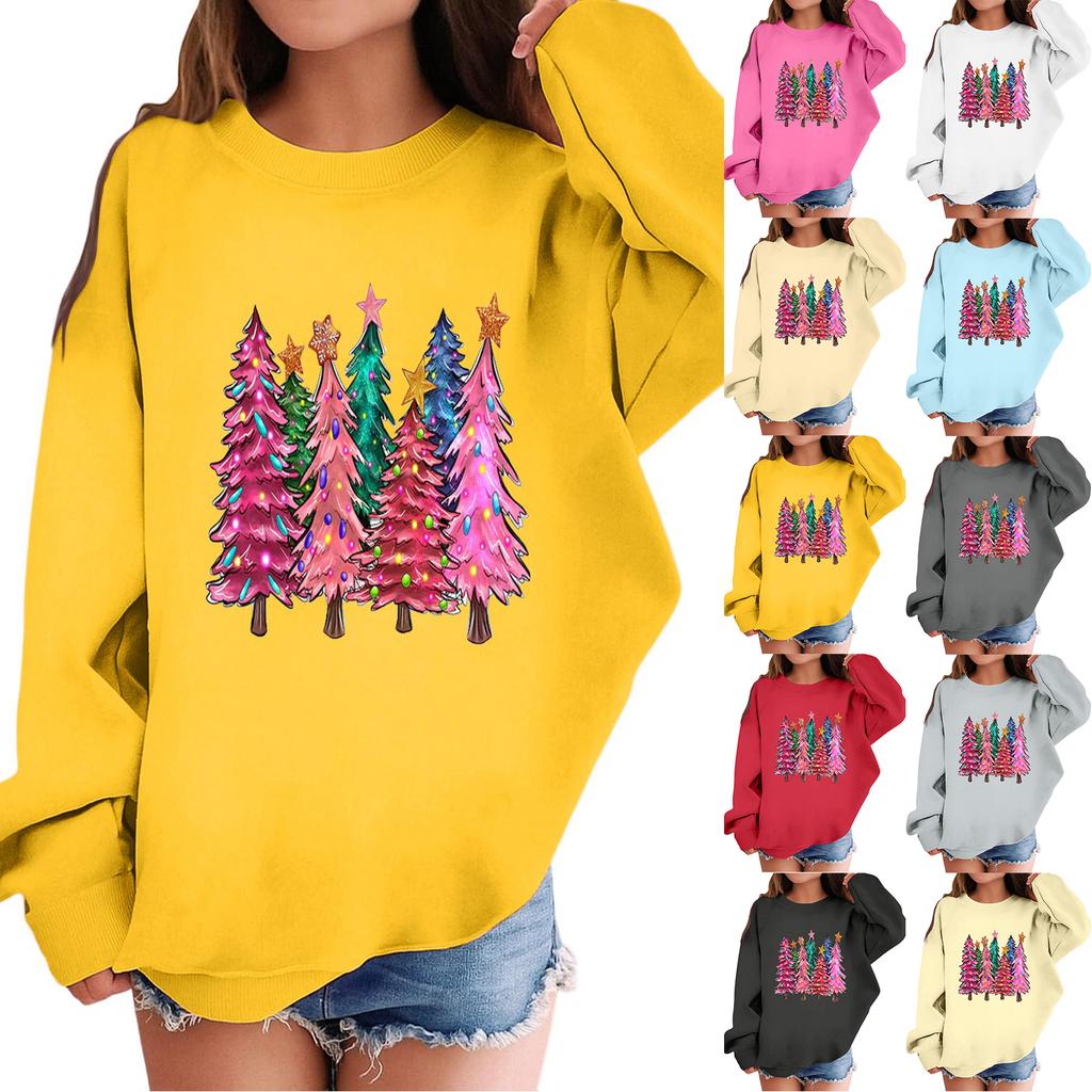 Children's Fashionable Casual Long-sleeved Loose Christmas Print Pullover Sweatshirt