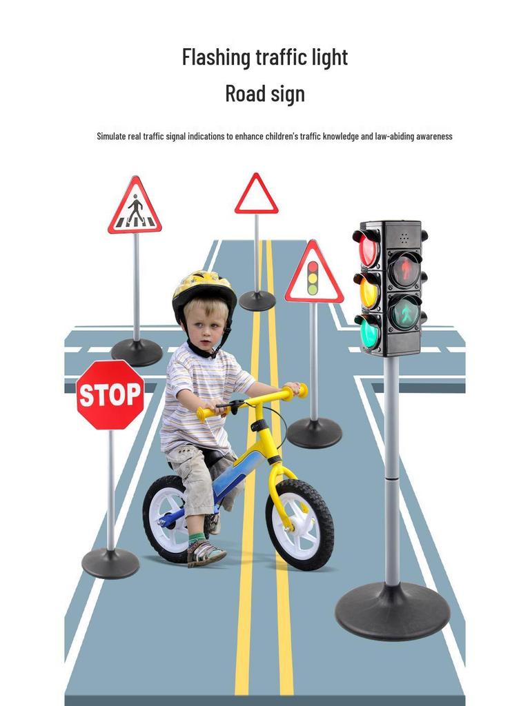 Children's Traffic Light Toy - Educational Road Sign Model and Scene Ornament