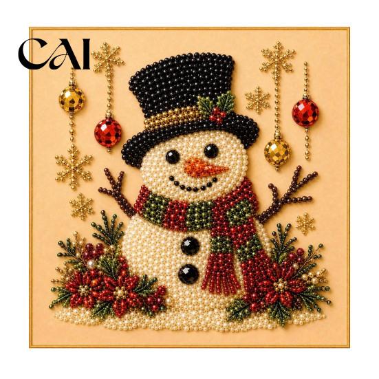 Beginner Friendly Faux Pearl Art Kit Xmas Painting Kit, Christmas 3D DIY Creative Winter Activities Holiday Craft Project for Adults, Festive