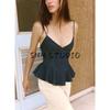 New Fall Women's Clothing Open Back Sexy Fashion Twill Ruffles V-neck Brace Vest Tops 0858263