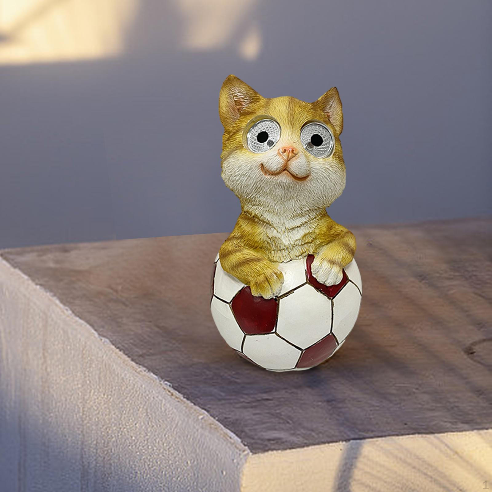 Cat Figurine Solar Garden Statue Resin Outdoor Decor Animal Sculpture Yard Ornament for Landscape