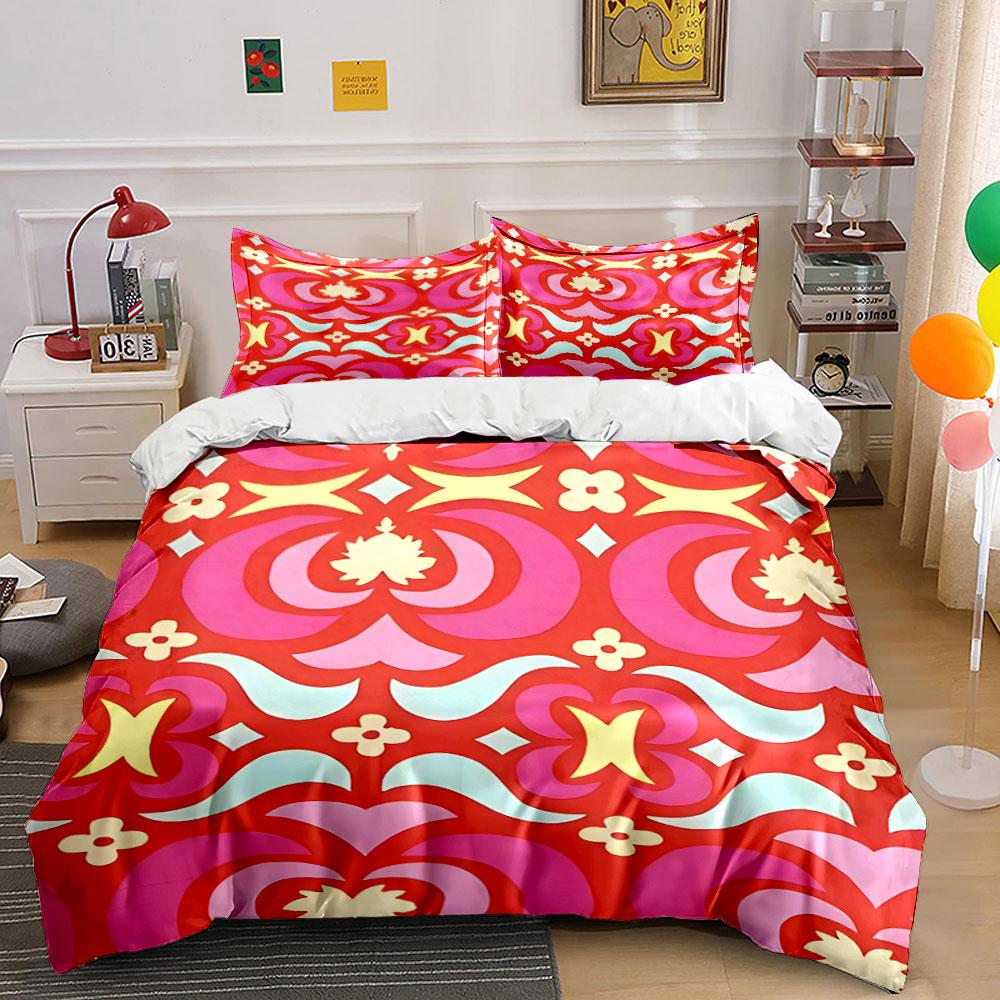 Vibrant Retro Floral Symphony Bedding Sets Duvet Covers Pillowcases(1* Duvet Cover 2* Pillowcases Without Duvet Insert)