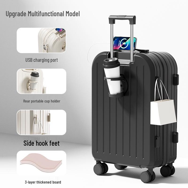 Valise trolley de haute valeur: Valise de voyage grande capacité avec fermeture éclair double couche pour hommes et femmes étudiants