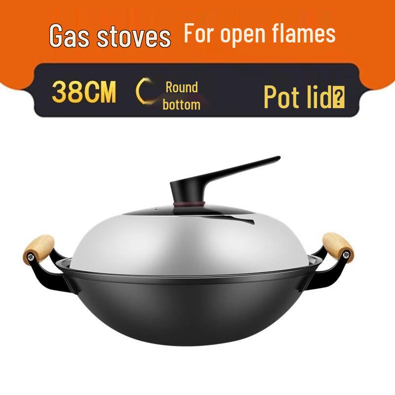 Yoshida Craftsman 38cm Non-Coated Double-Handle Iron Wok