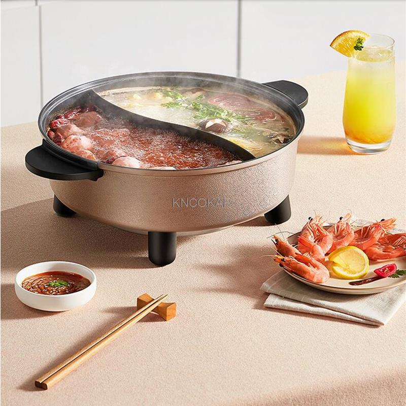 Joyoung 220V 5L Hotpot Koken Machine 2 Smaak Huishoudelijke Elektrische Hot Pot Non-stick Multi Fornuis Koekenpan hot Pot