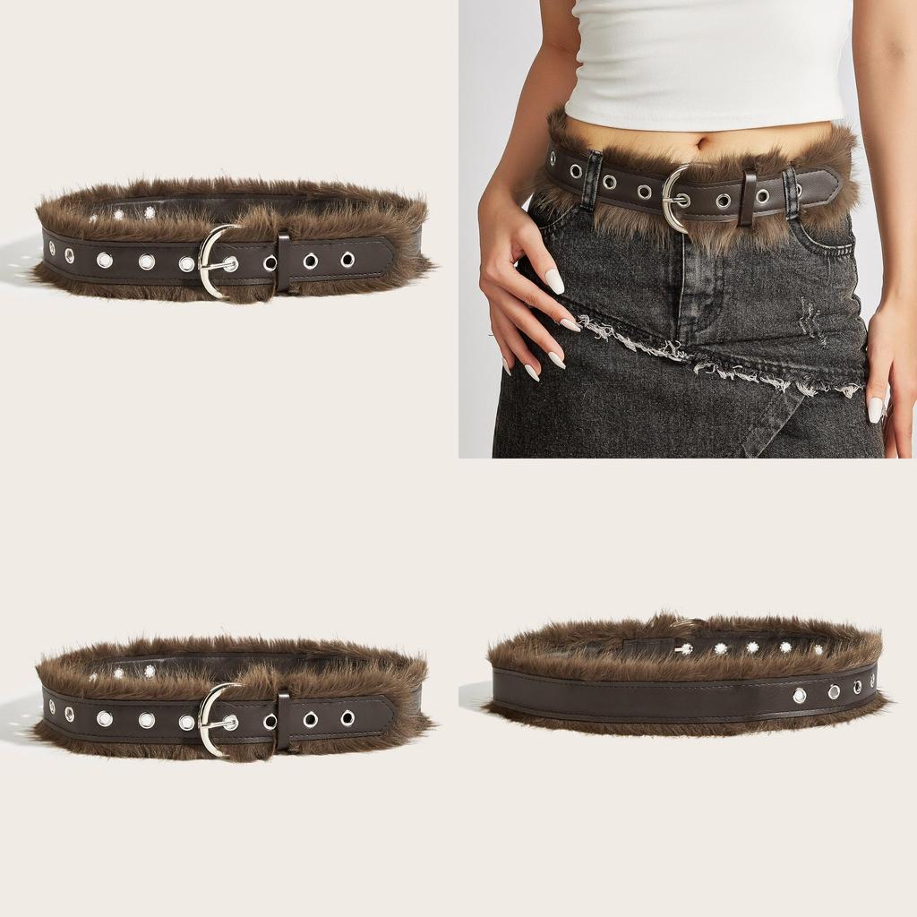 Leather Minimalist Pu Plush Wide Belt With Pin Closure For Women Outfits Fashion