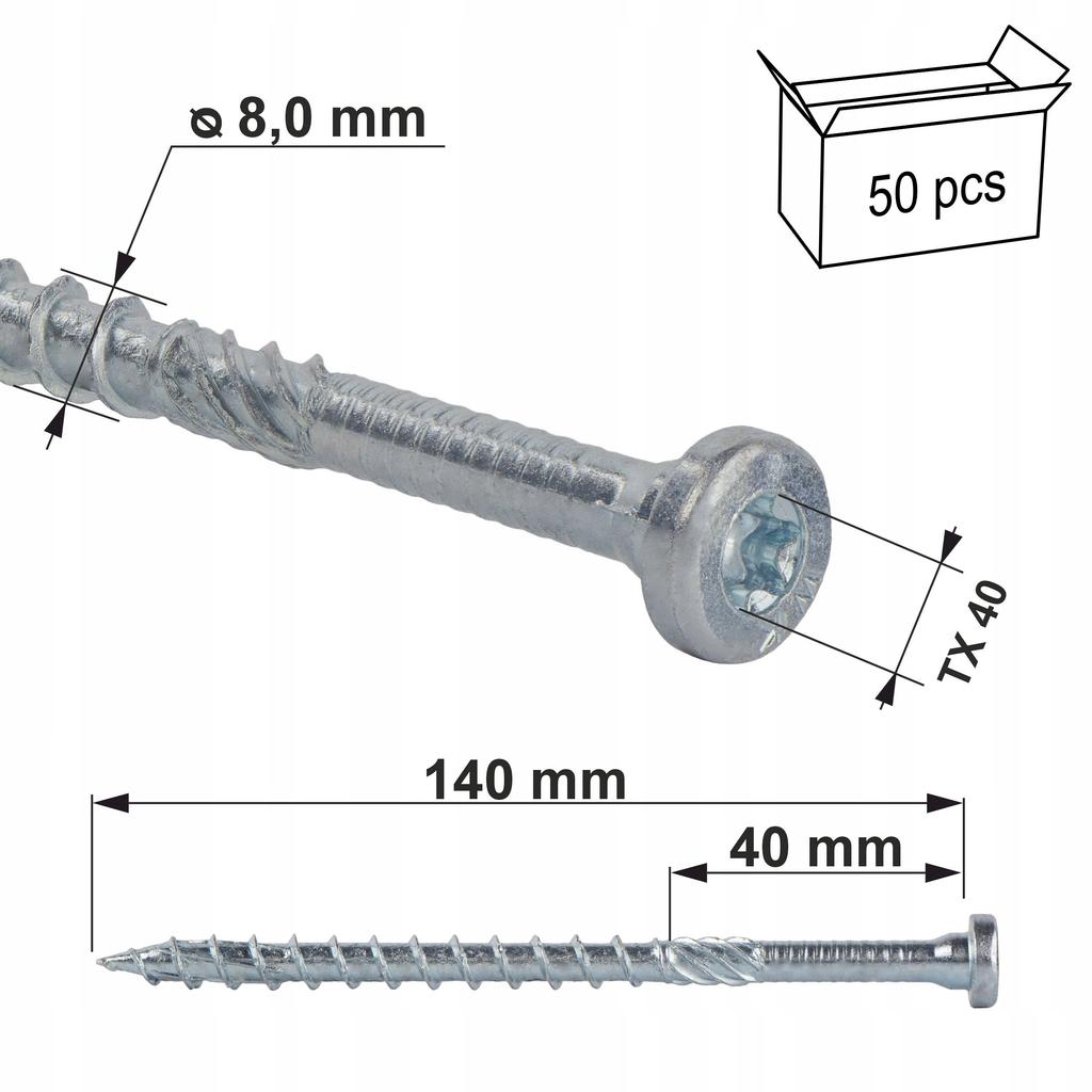 Round head fastener screws WKCR-08140 (50)
