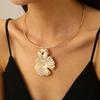European & American Style Retro Large Petal Choker Necklace - Women's Simple Personality Clavicle Chain Accessory