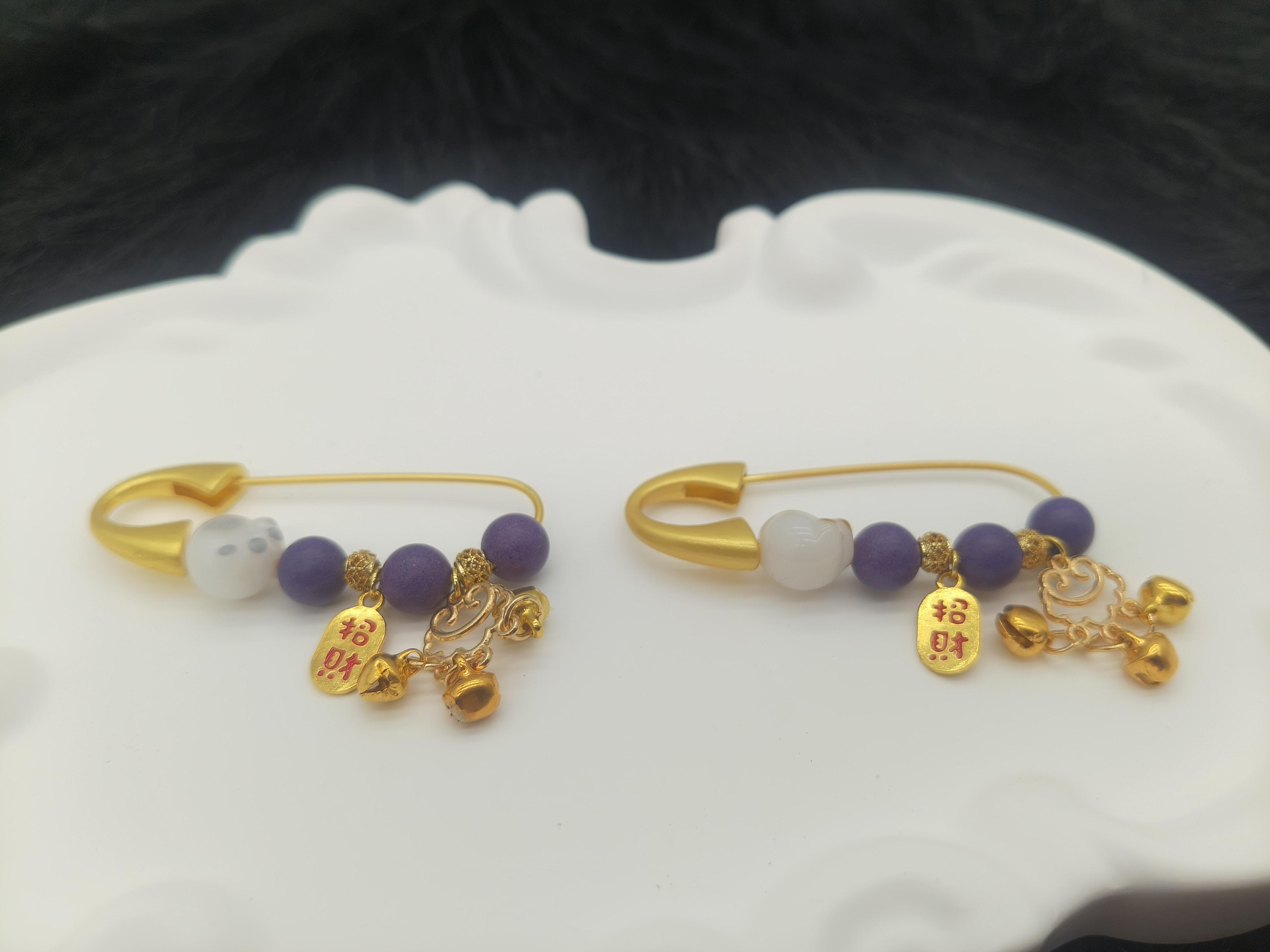 Purple-Gold Fortune Zen Calm Incense Brooch