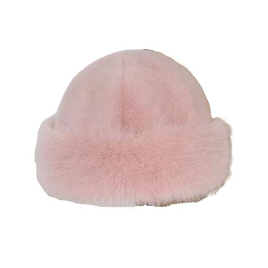 Faux Fur Winter Bucket Hat Solid Color Soft Texture Thickened Warm Plush Hat Gentle