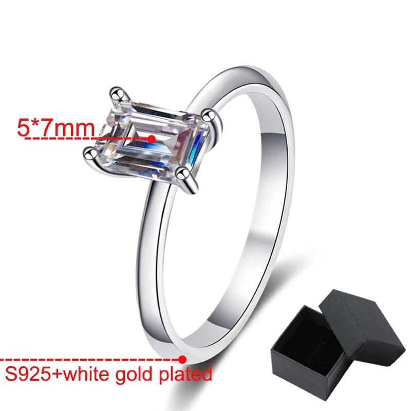 1ct Wedding Moissanite Rings for Women Sterling Silver S925 Jewelry Lab Diamond Luxury Promise Band
