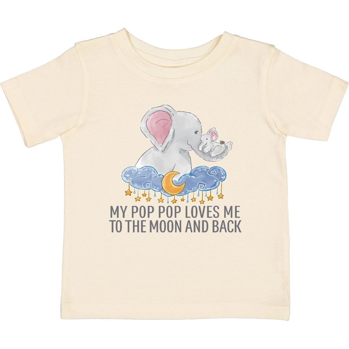 Inktastic My Pop Pop Loves Me To The Moon And Back Elephants In Baby T-Shirt Zoo 120