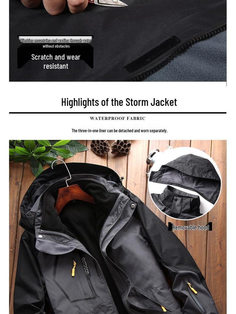Jaqueta 3 em 1 à Prova de Vento e Água para Uso Outdoor para Homens e Mulheres - Perfeita para Esqui e Alpinismo