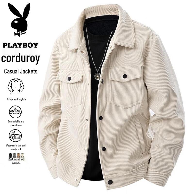 PLAYBOY Men's Corduroy Casual Loose Jacket