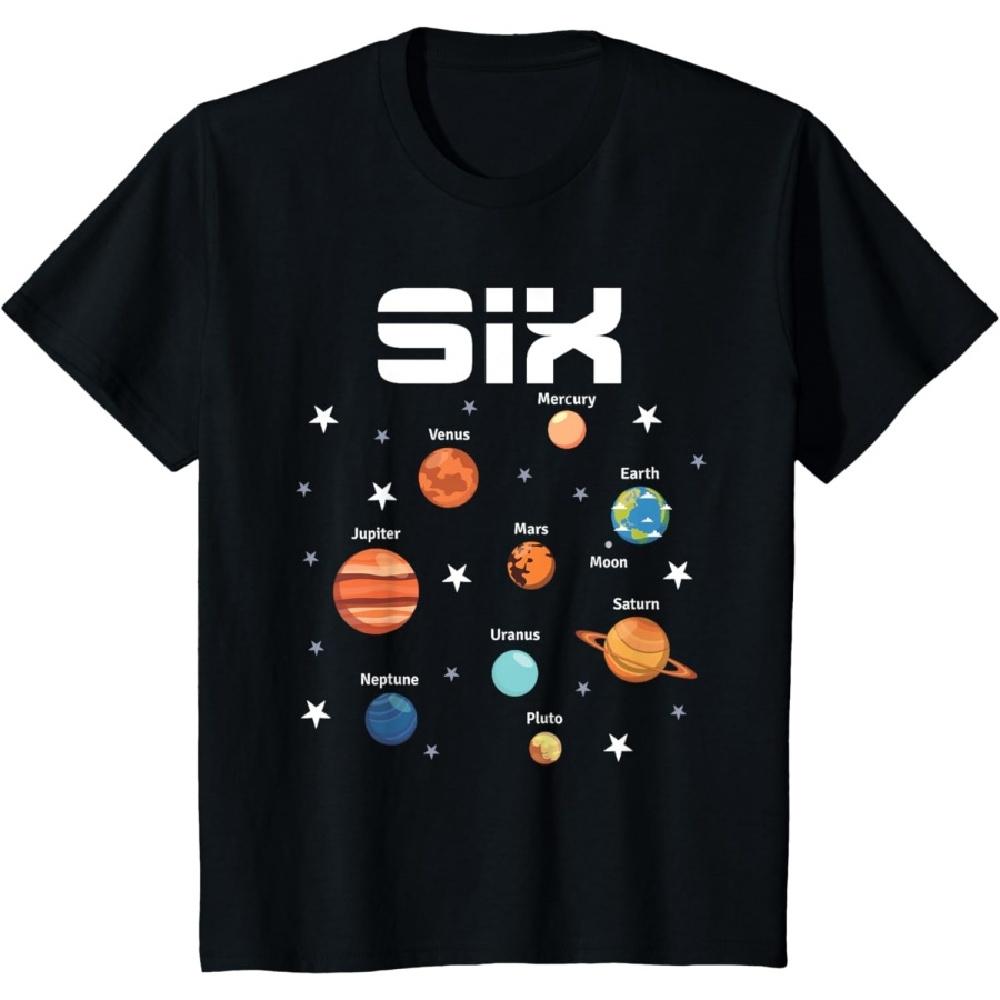 

6 Year Old Outer Space Birthday Party Solar Planets 6th Gift T-Shirt XXXXXL
