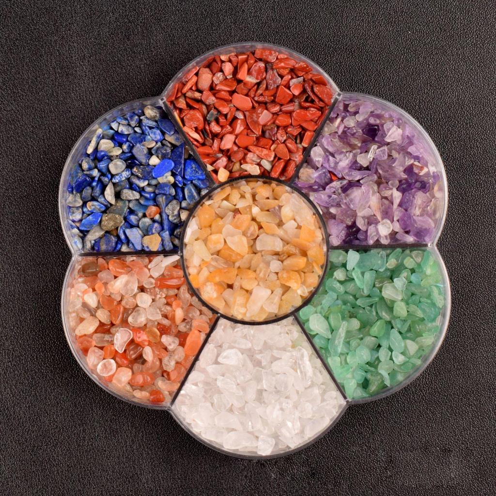 Seven-Color Crystal Agate Jade Chakra Plum Blossom Gift Set Ornament Craft