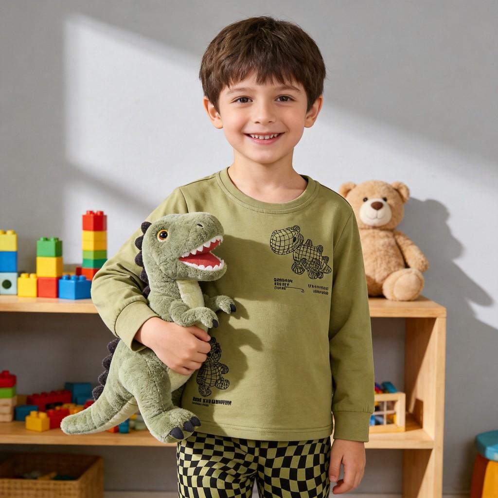 Kids Boys Sweater Set With Cotton Fabric And Abstract Prints For Autumn Winter Play