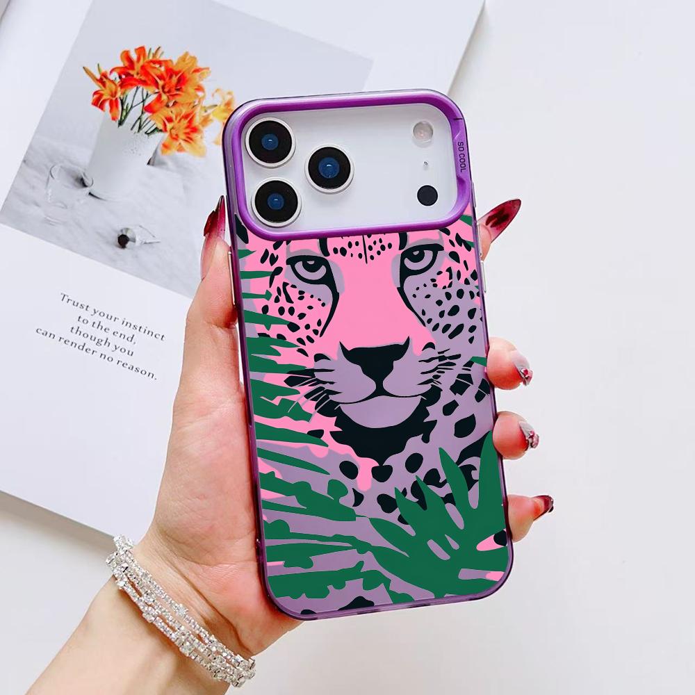 Abstract Leopard Phone Case For iPhone 17 16 15 14 13 12 11 Pro Max Air Matte Laser Aurora Shockproof Funda
