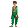Kinder 2-teilige arabische traditionelle Kleidung Offene Weste mit goldenem Besatz und lockere Hose mit elastischem Bund für Karneval Kostüm