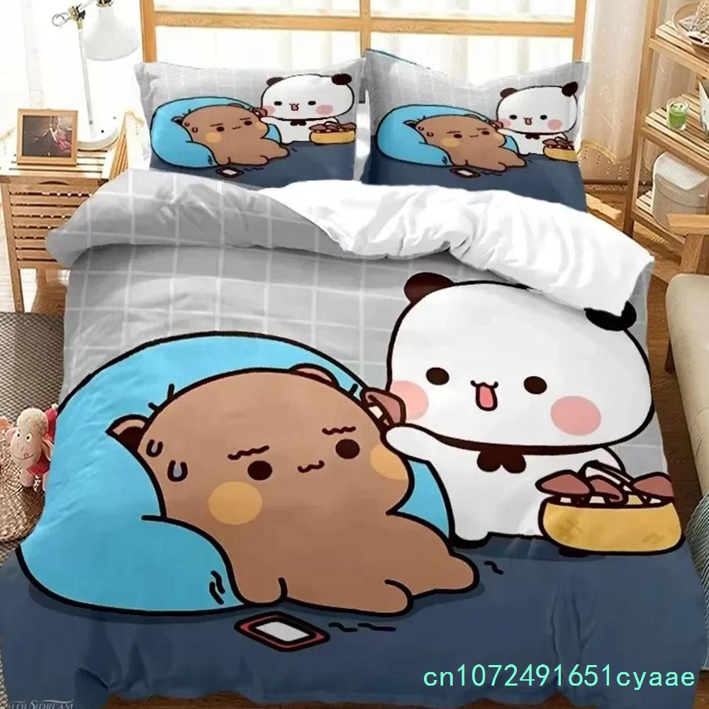 Cute Bubu Dudu Cartoon Bear Panda Bedding Set 3D Printed Suitable For Bedroom Duvet Cover Set With Pillowcases Kids Home Textile