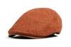 With Moons SL3019 Houndstooth Newsboy Tweed Fabric Hunting Cap with Faux Flat Cap (Orange) Hat, Leather,