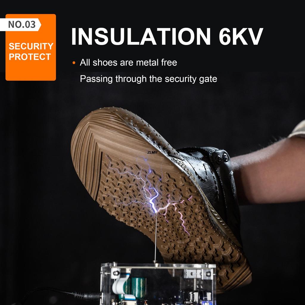 New Men Safety Shoes Composite Toe Insulated 6KV Man's Welder Shoes Anti-spark Anti-stab Work Safety Boots Male Protective Boots