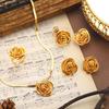 French Retro Gold Rose Stud Earrings, Earclips, Niche Premium Necklace, Ring Set, Medieval Vintage Jewelry.