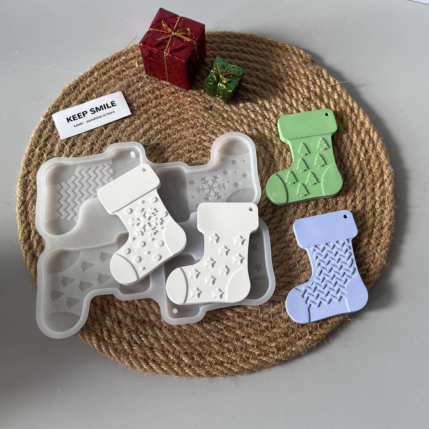 Силиконовая форма для рождественского носка, силиконовая форма для рождественского подвеса, декоративная силиконовая форма на рождественскую тематику для художественного проекта