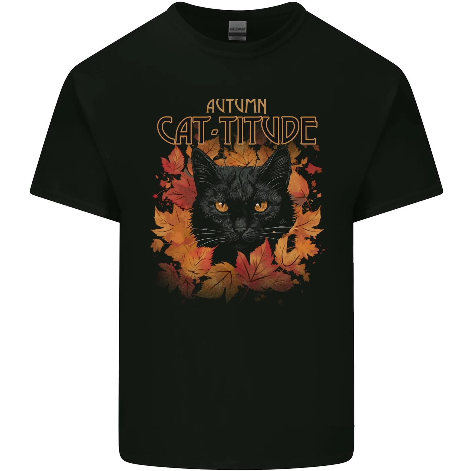 Autumn Catitude Cat Kids T-Shirt Childrens S