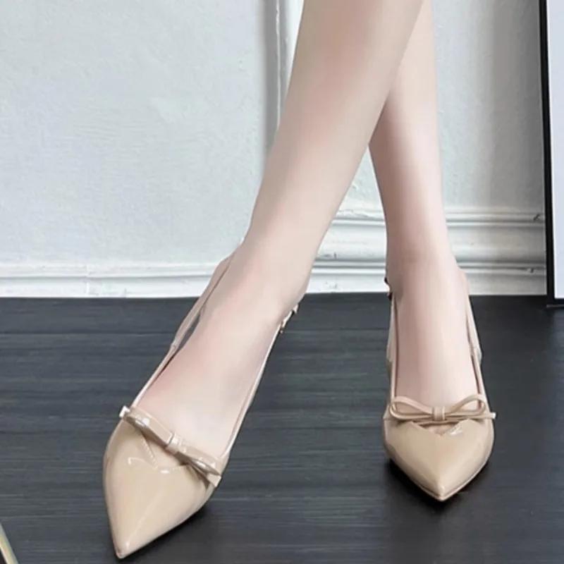 

Bow Stiletto Heel Heightened Straight Strap Sandals Women s Summer Going Out 2025 New French Versatile 34