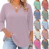 Women's Plus Size Floral Print Three-Quarter Sleeve Top, Casual Blouse, Loose Fit Tunic for Spring Summer, Daily Wear, Work, and Going Out