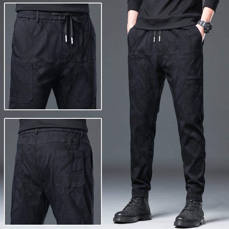 

Мужские жаккардовые повседневные брюки с шестью карманами и высокой эластичностью — модные, универсальные, осенне-зимняя версия XXL (80 kg)