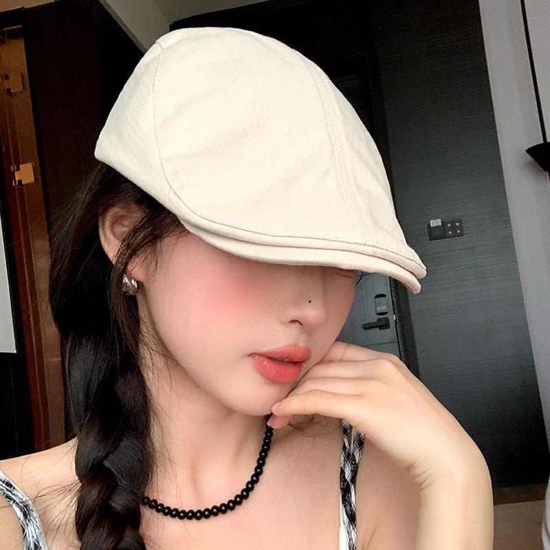 British Style Newsboy Painter Hat with Large Head Circumference Trendy Couple's Versatile Front and Back Wearable Duck Bill Forward Hat