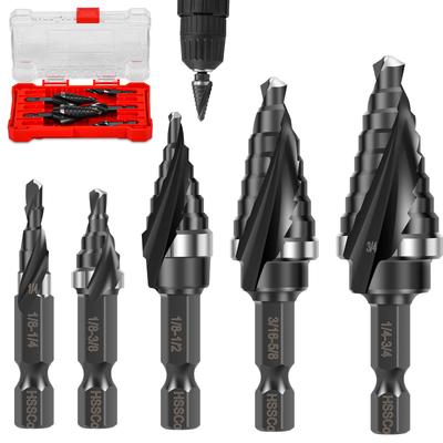 Hexagonal Spiral 1/4 3/8 1/2 5/8 3/4 Cobalt Containing Step Drill High-speed Steel Hole Opener Co Pagoda Drill Bit Cutting Tool