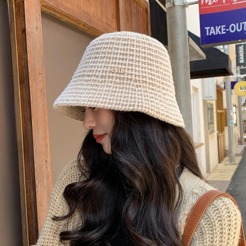 Qiandongge Bucket Hat Women'S Knitted Breathable Bucket Hat Autumn And Winter Casual Versatile Face Small Sunshade Basin