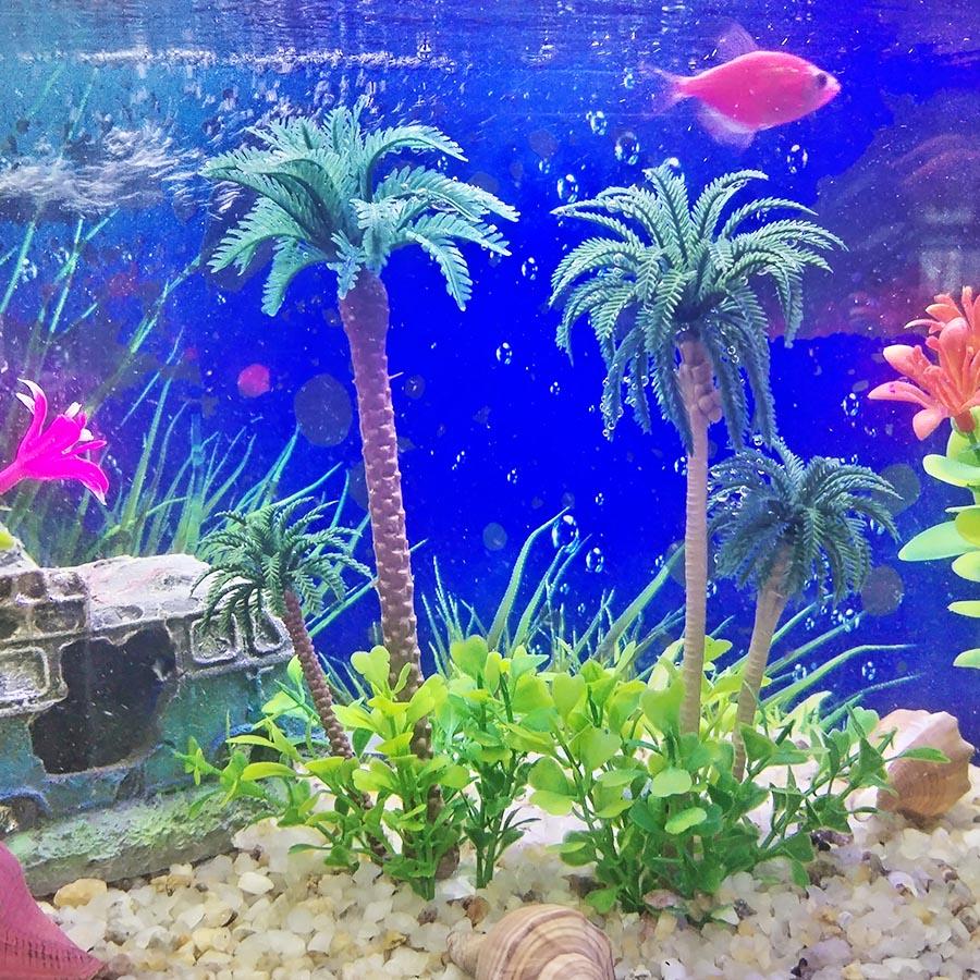 Fish Tank Coconut Palm Tree Artificial Plant Craft Landscape Aquarium Decoration Green Tree Accessories Ornament