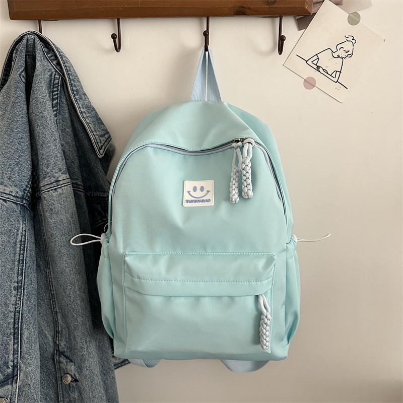 Smiling Pattern Face Solid Color Backpack Oxford Schoolbag For Daily Use Fashion