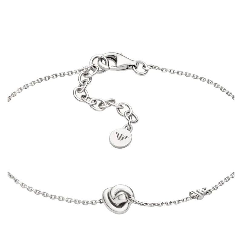 Emporio Armani three-dimensional rope eagle logo thin lobster clasp silver bracelet women's silver Silver Basic Packaging-Brand Original Box