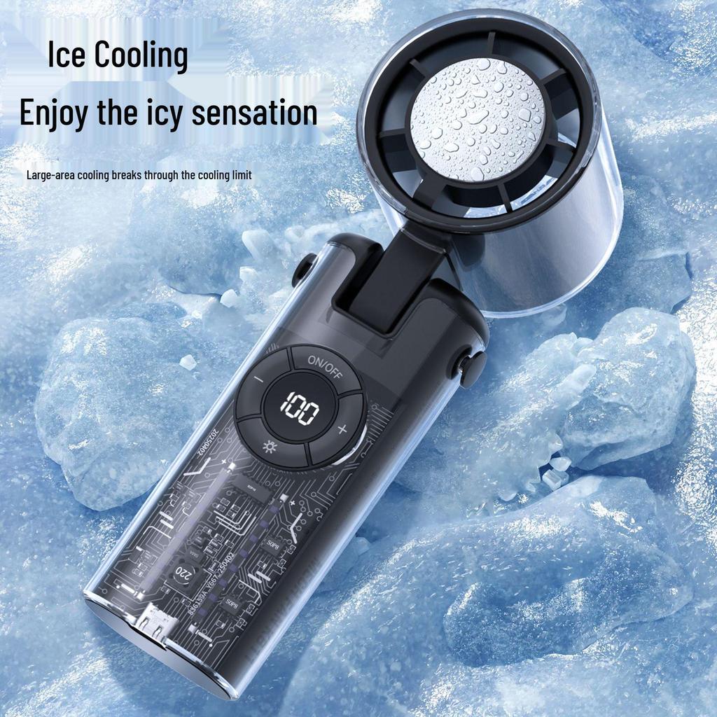 Mecha Style Transparent Portable Mini Handheld Fan for Outdoor Cooling