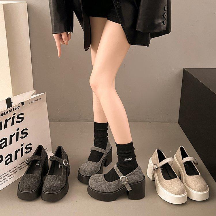 [Yushilai] Platform thick heel fashion Mary Jane shoes women's 2025 spring new French Xiaoxiangfeng high heels