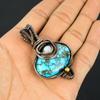 Tibetan Turquoise Gemstone Copper Wire Wrap Handmade Pendant Jewelry For Gift