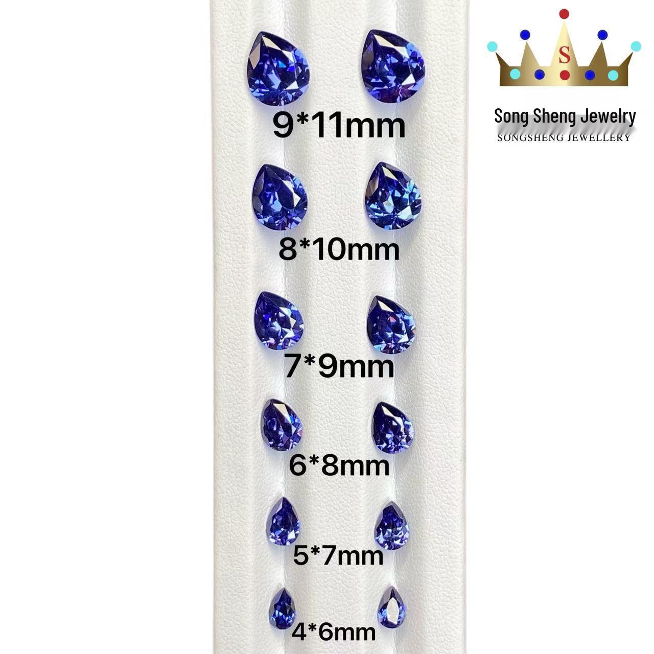 Faceted Dark Tanzanite Pear-Shaped Cubic Zirconia 5A Gemstone - Full Fire Color Loose Stone Water Drop 4x6mm