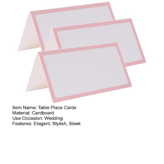 Place Cards for Table Setting Blank Wedding Seating Place Cards Folding Tent Name Cards with Pink Border for Party Bridal Banquet Dinner