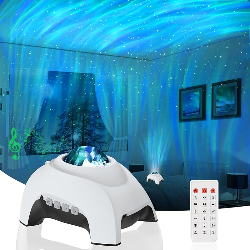 Northern Lights Aurora Projector for Bedroom with Music Bluetooth Speaker and White Noise, Vinwark Galaxy Projector, Starry Night Light Projectors