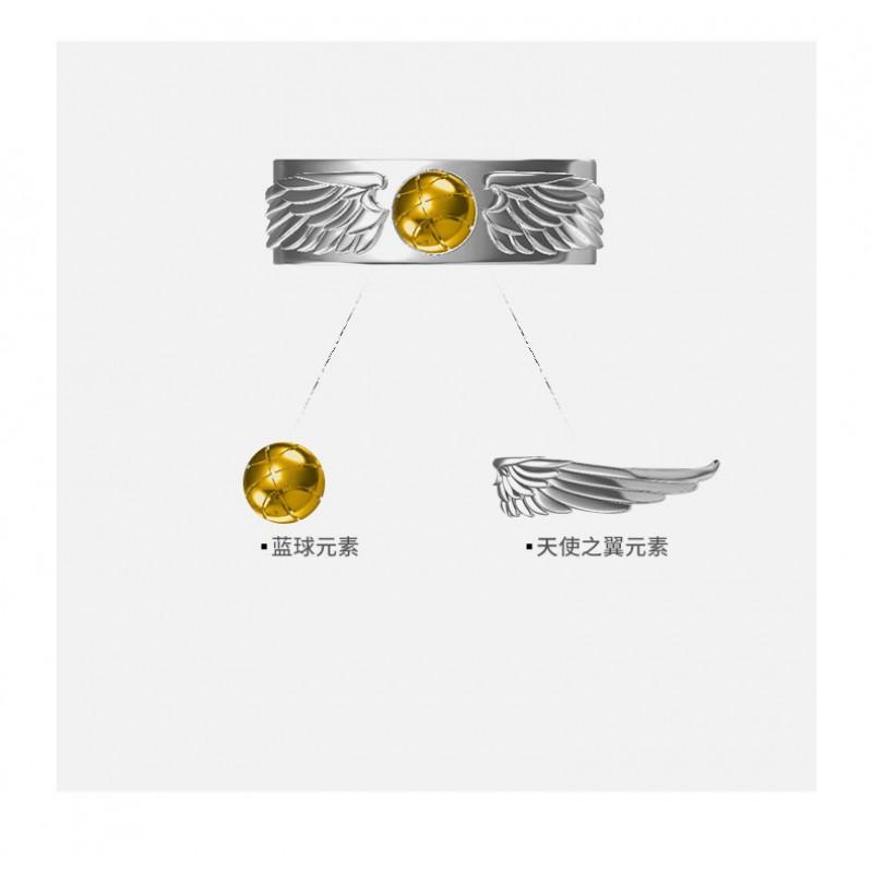 Adjustable Open Ring Men Women Vintage Basketball Motif Geometric Plated Copper Statement Jewelry