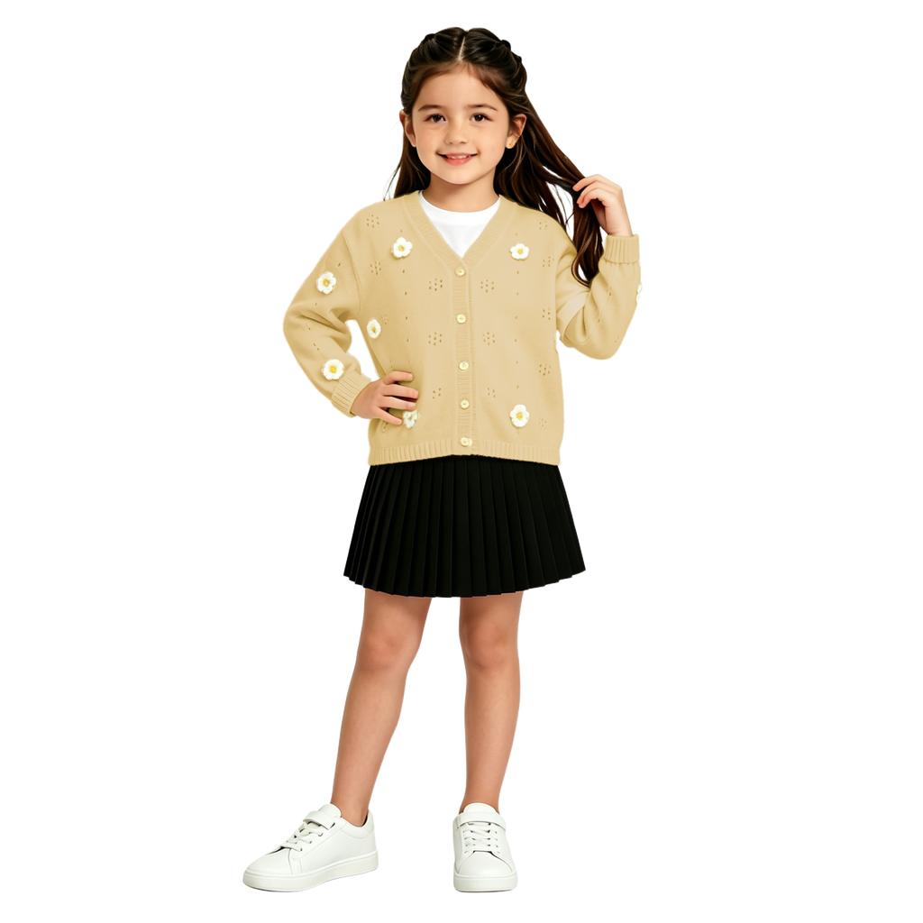 Women's Knit Cardigan Sweater with Floral Embroidery and for Casual Daily Wear