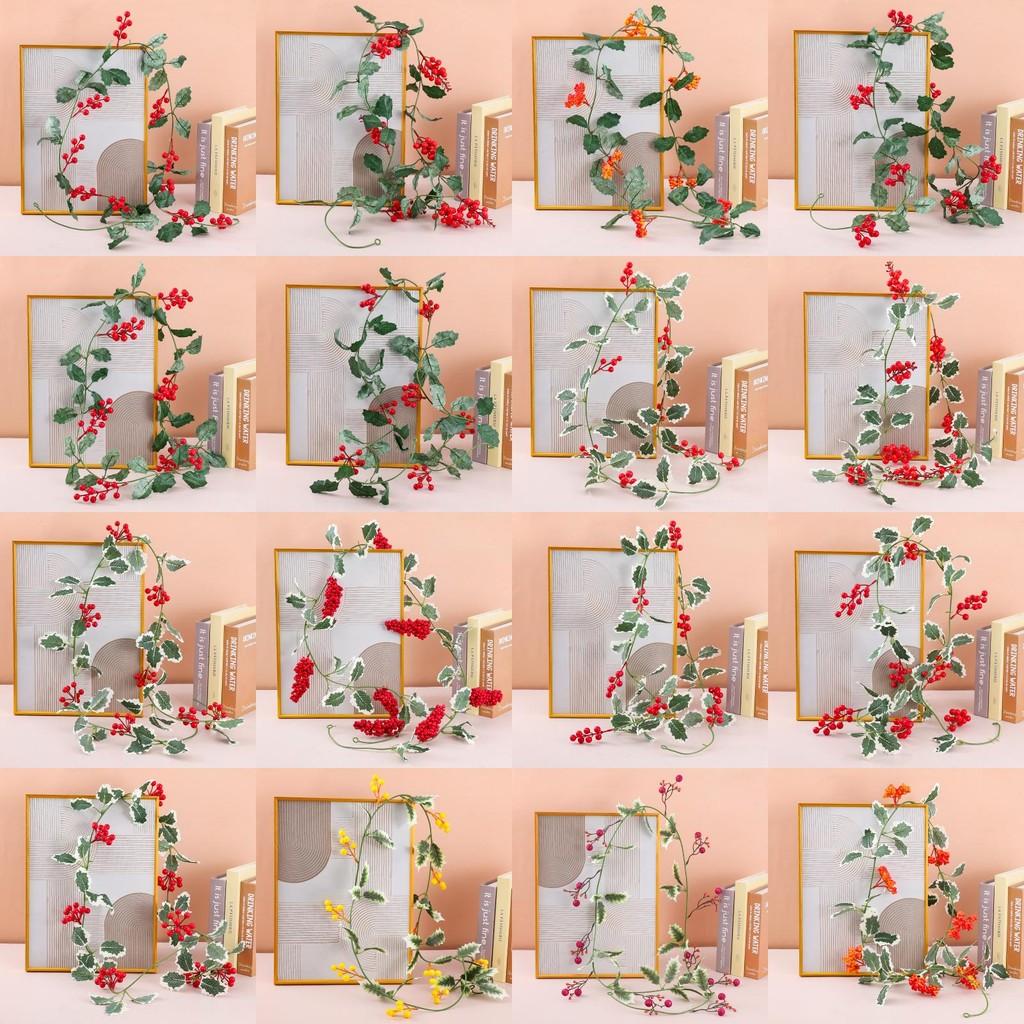 Christmas Decorative Faux Vine With Red Fruit For Holiday Home Decor