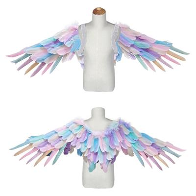 [Giyomi] Angel Wings Cosplay Accessories Halloween Christmas Angel Devil Wings Costume Adults Children Unisex Black White Colorful 3 Colors (Colorful)