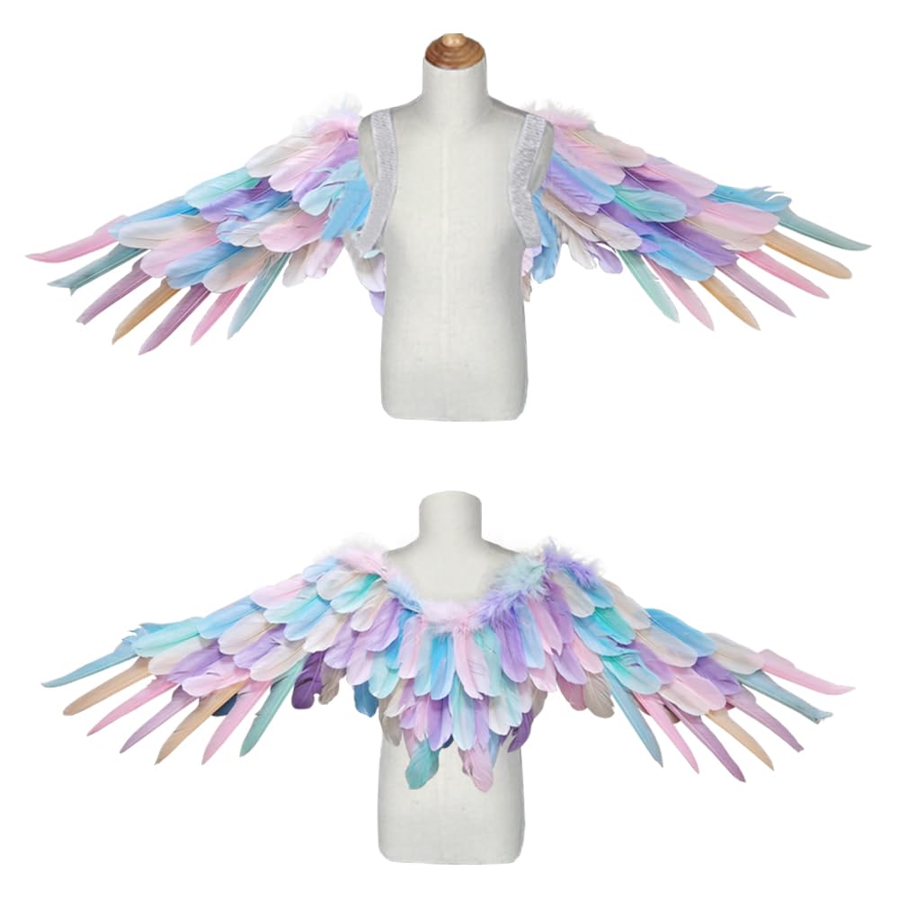 

[Giyomi] Angel Wings Cosplay Accessories Halloween Christmas Angel Devil Wings Costume Adults Children Unisex Black White Colorful 3 Colors (Colorful)